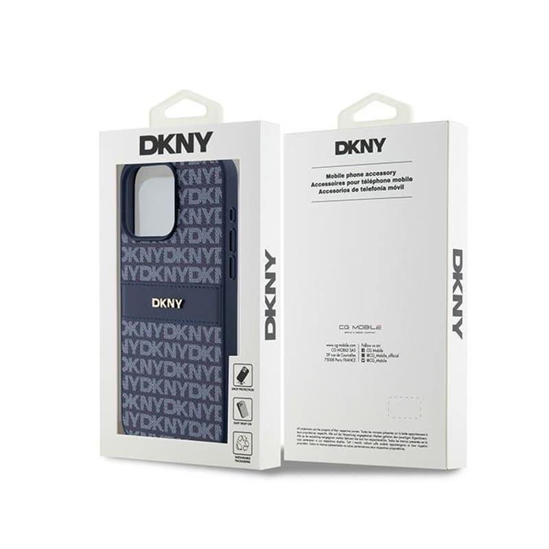 DKNY Leather Mono Stripe & Metal Logo - Case for iPhone 15 Pro Max (blue) 8
