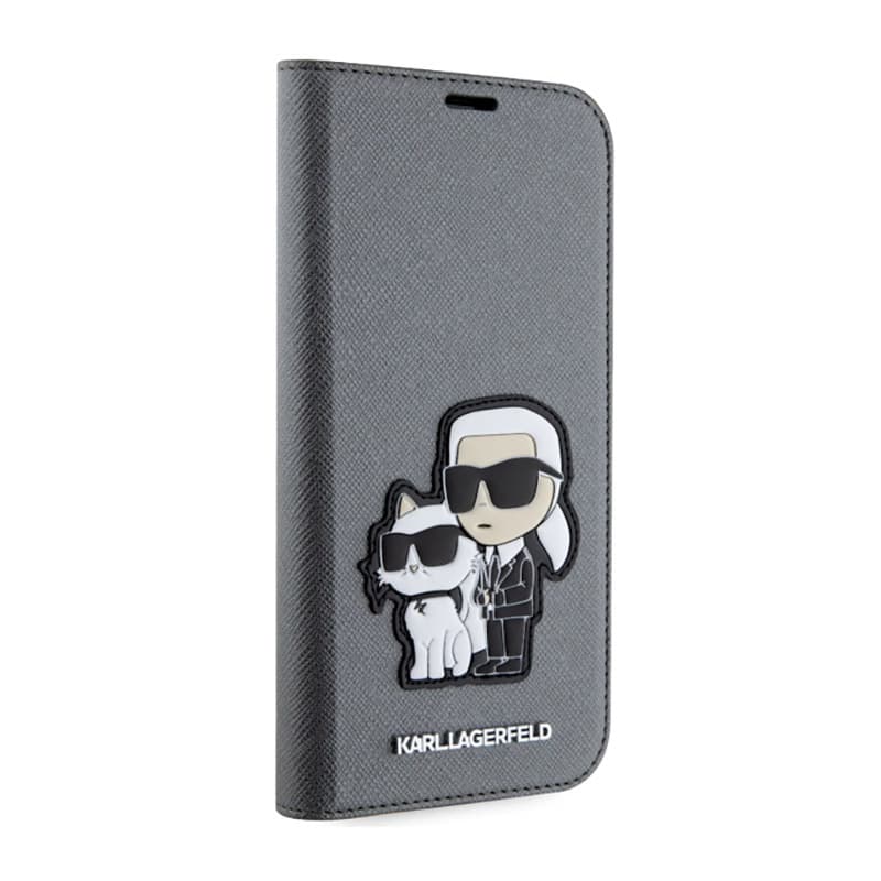 Karl Lagerfeld Booktype NFT Saffiano Karl & Choupette - Case for iPhone 14 (Silver) 5