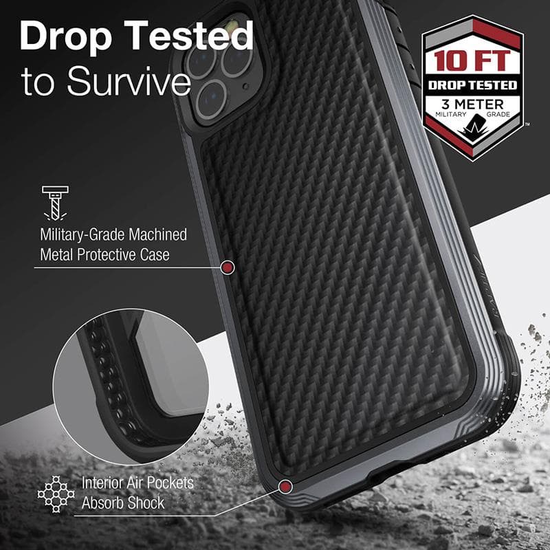 X-Doria Raptic Lux - Aluminum Case for iPhone 12 Pro Max (Drop test 3m) (Black Carbon Fiber) 8