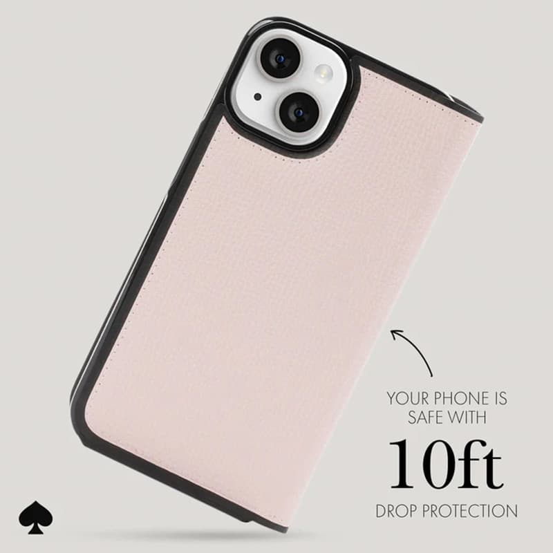 Kate Spade New York Wrap Folio Case - Leather flip case for iPhone 15 (Pale Vellum) 5