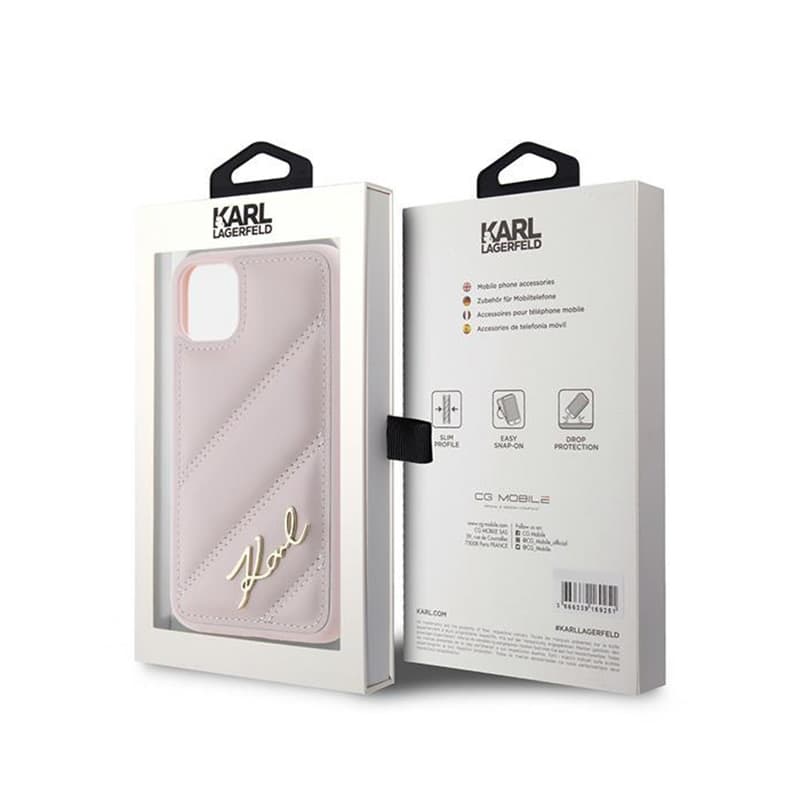 Karl Lagerfeld Diagonal Quilted Script - Case for iPhone 11 (Pink) 8