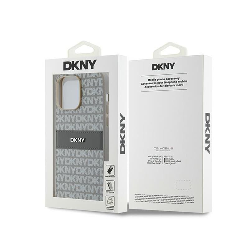 DKNY Leather Mono Stripe & Metal Logo - Case for iPhone 14 Pro Max (beige) 8