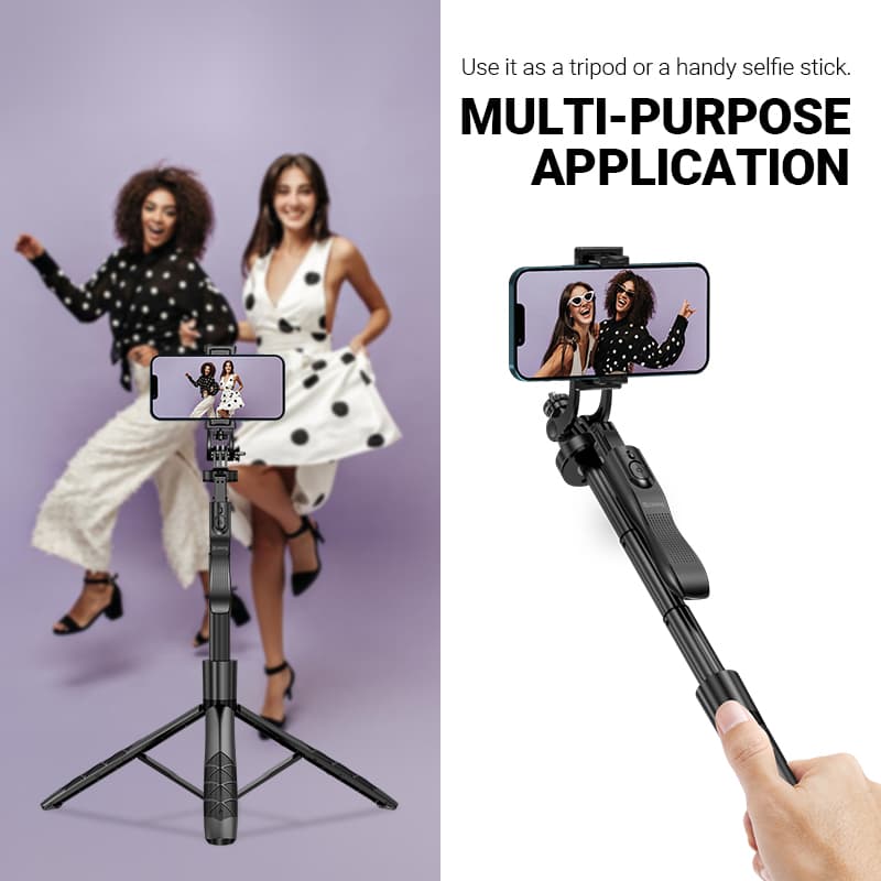 Crong SelfieGo Ultra – Aluminum Bluetooth Selfie Stick Tripod (Black) 3