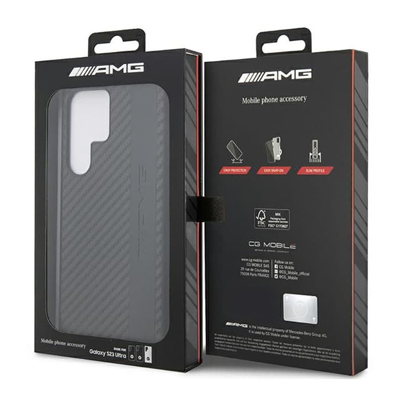 AMG Carbon Stripe & Embossed - Case for Samsung Galaxy S23 Ultra (Black) 8