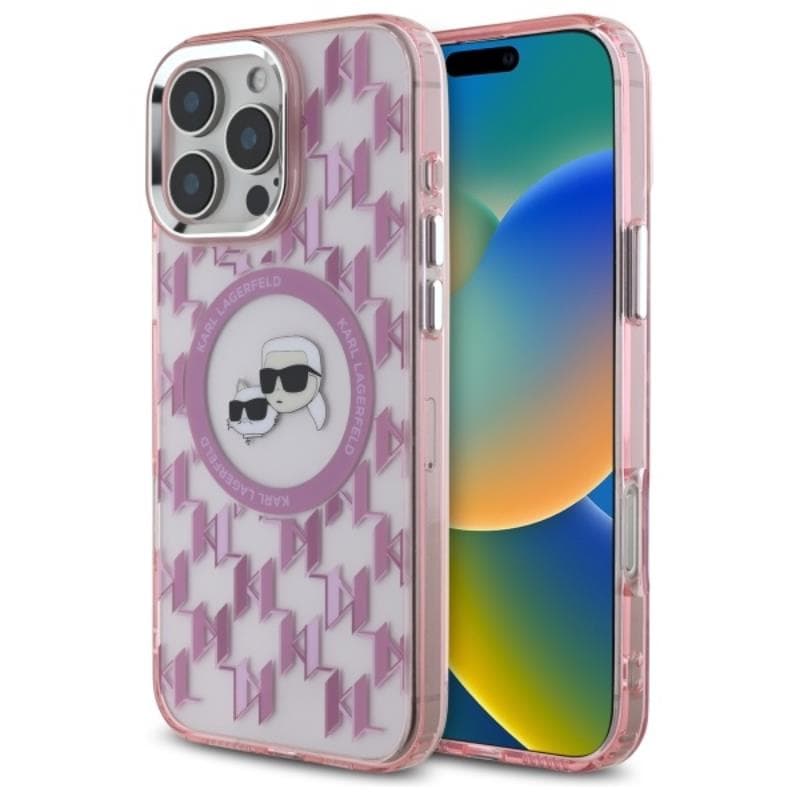 Karl Lagerfeld IML Monogram Karl & Choupette Head MagSafe - Case for iPhone 16 Pro (pink)