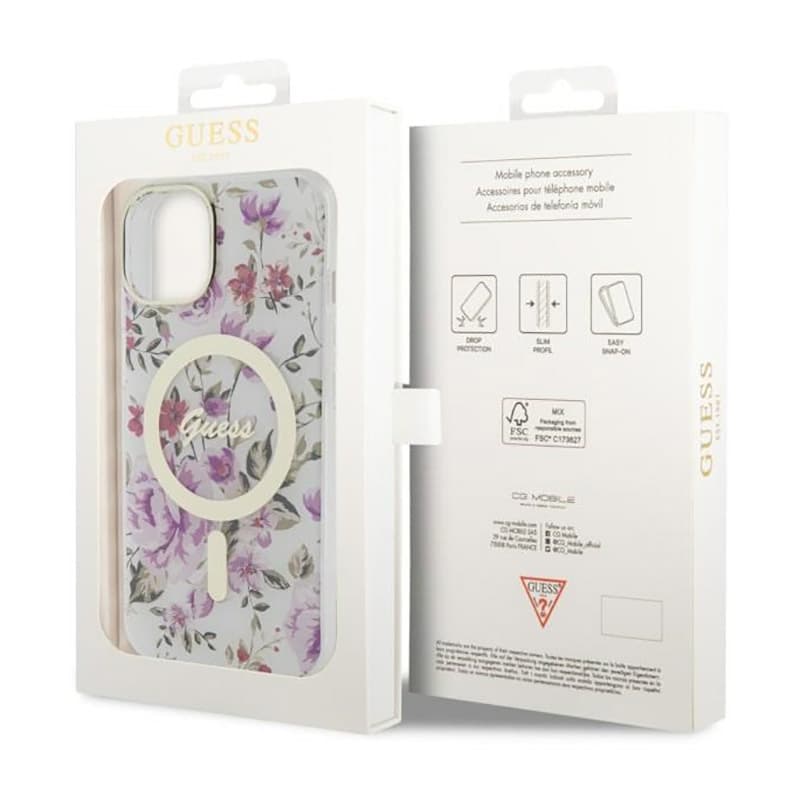 Guess Flower MagSafe - Case for iPhone 14 Plus (Transparent) 8