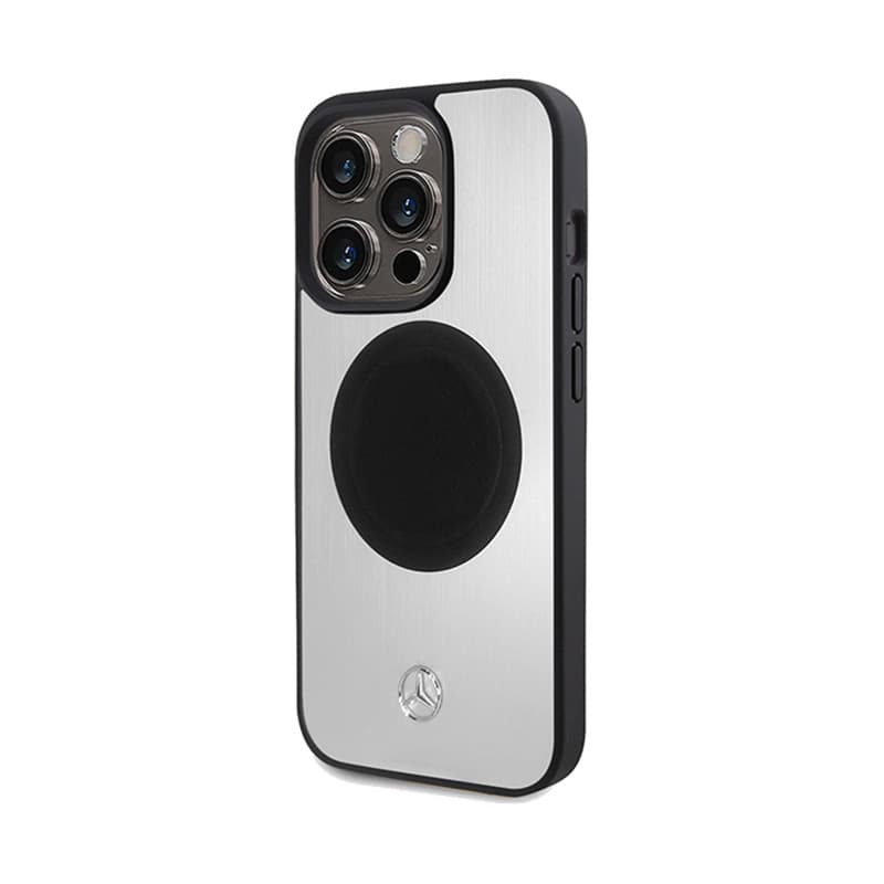 Mercedes Leather & Alu MagSafe - Case for iPhone 15 Pro Max (Silver) 2