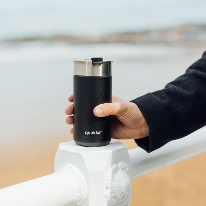 Quokka Boost Coffee Tumbler - Stainless Steel Thermal Mug with Infuser 400ml (Carbon Black) 2