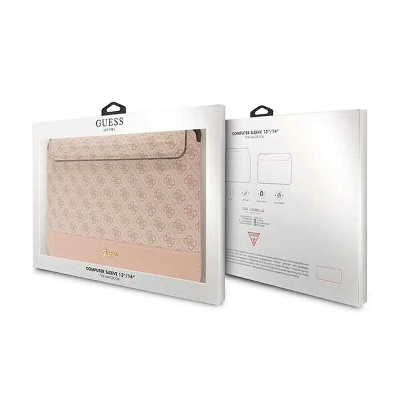 Guess 4G Stripe Metal Logo Computer Sleeve - 14" Notebook Case (Pink) 4
