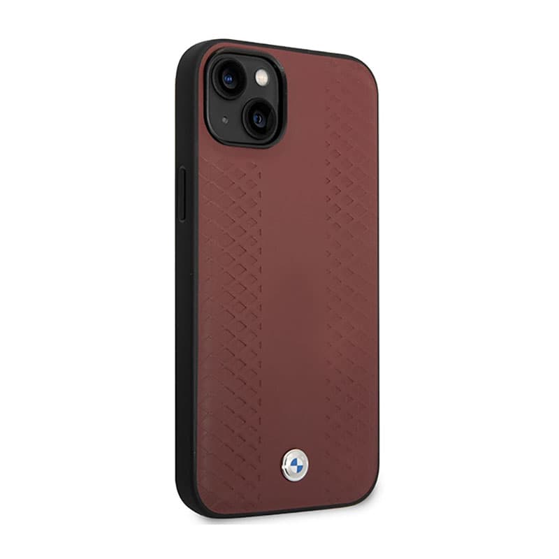 BMW Leather Diamond Pattern - Case for iPhone 14 (Burgundian) 4