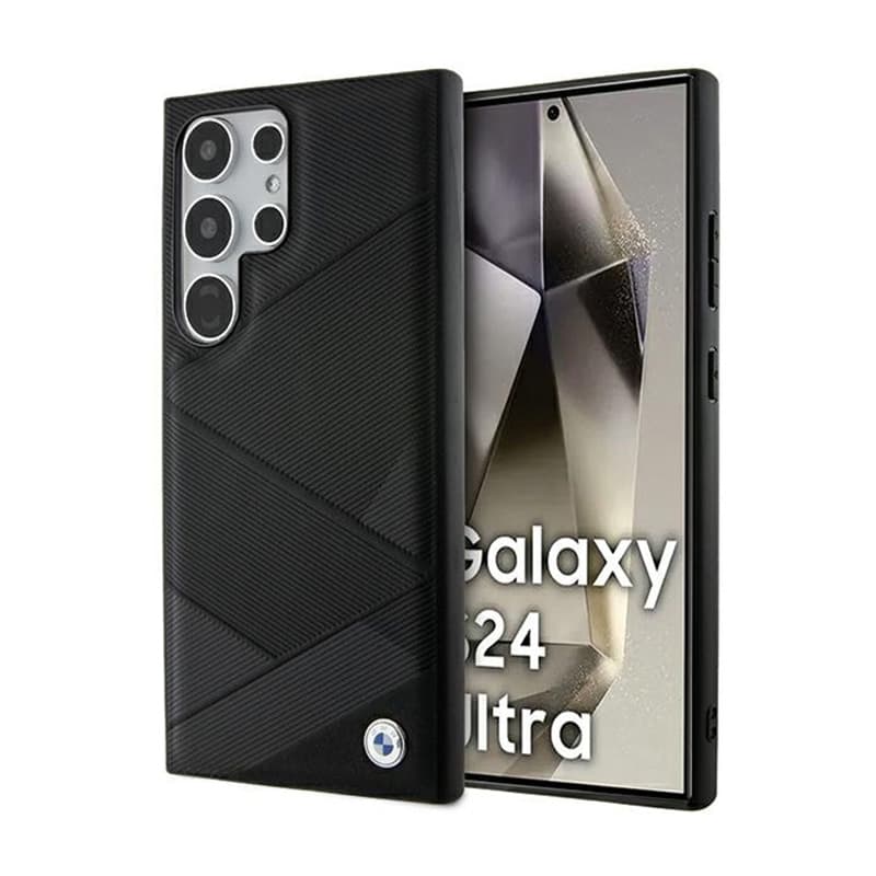 BMW Signature Leather Crossing Lines Pattern - Case for Samsung Galaxy S24 Ultra (Black) 1