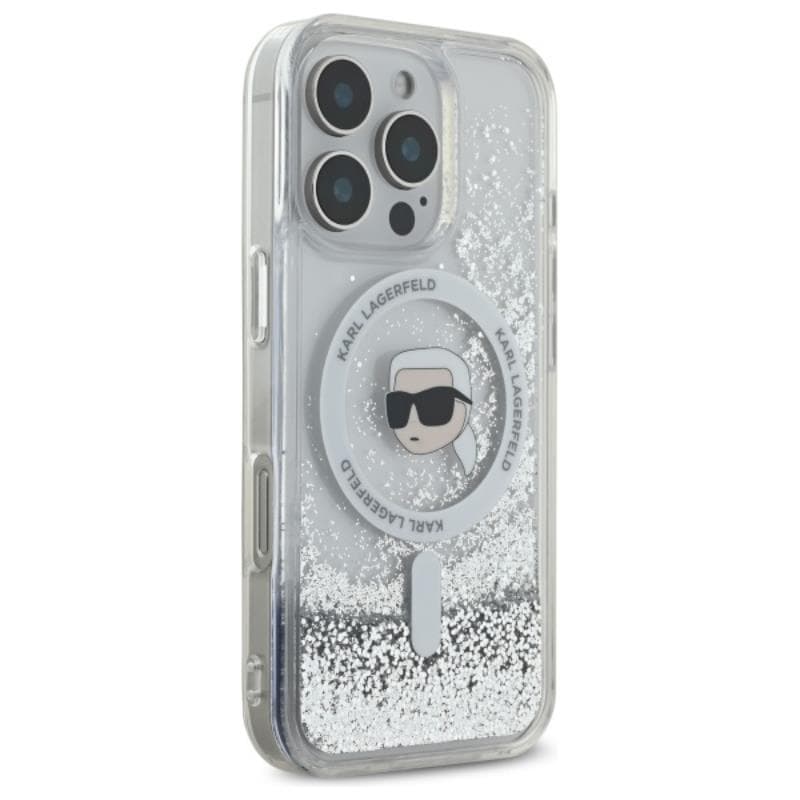 Karl Lagerfeld Liquid Glitter Karl Head MagSafe - Case for iPhone 16 Pro (transparent) 4