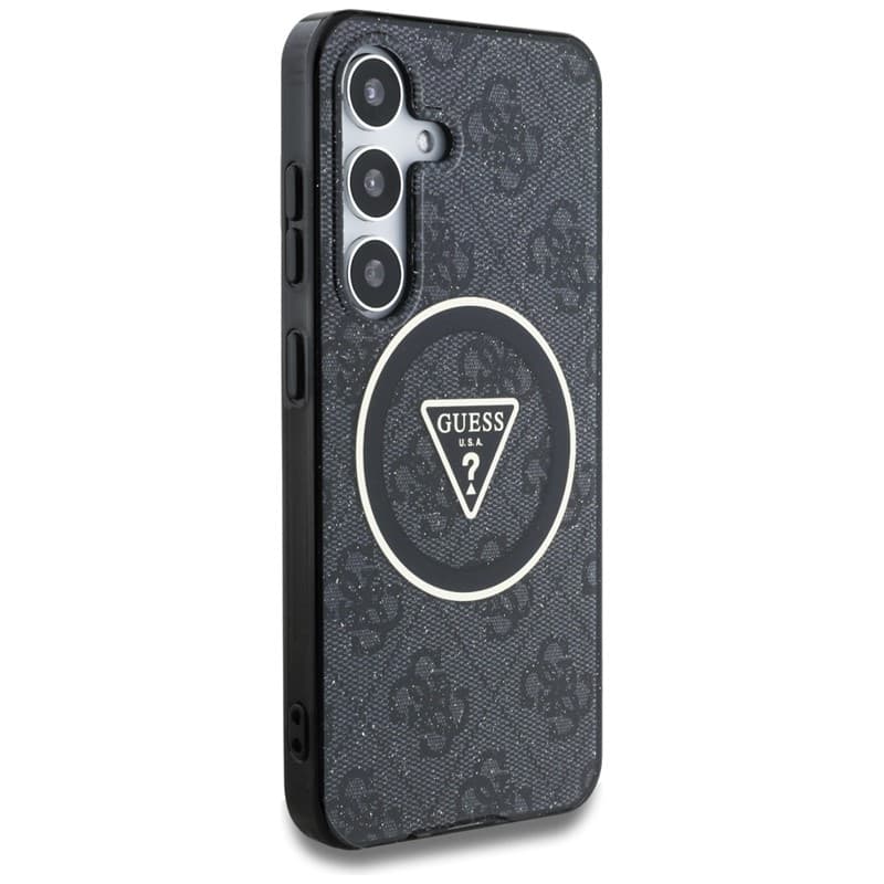 Guess 4G Glitter Triangle Buttons MagSafe - Case for Samsung Galaxy S25 (black) 4