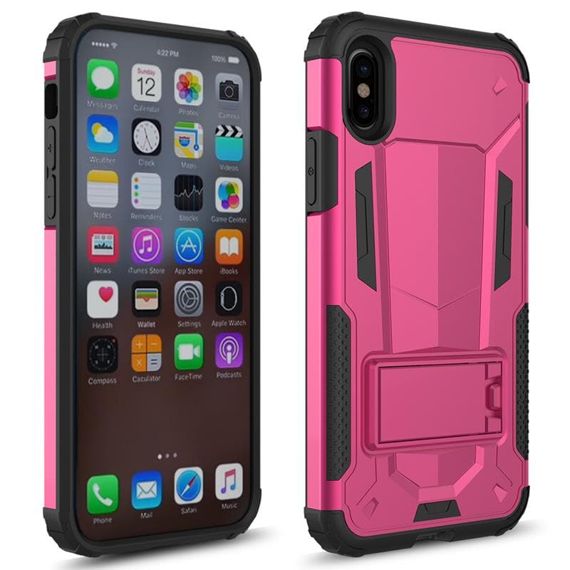 Zizo Hybrid Transformer Cover - Tough Cover for iPhone X with Kickstand (Hot Pink/Black) 2