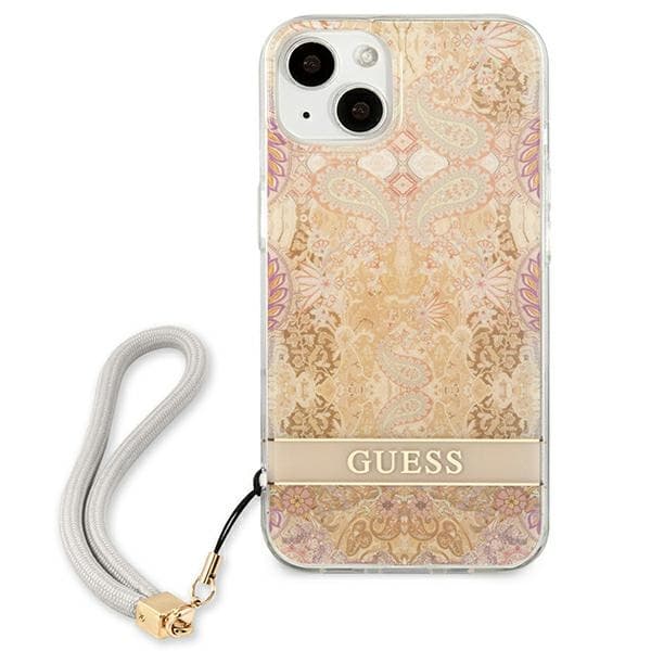 Guess Flower Cord - Cover for iPhone 13 mini (Gold) 3