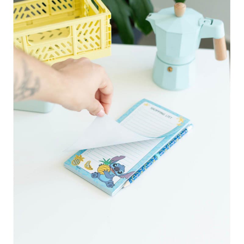 Disney Stitch - Magnetic notebook / shopping list for the fridge + pencil from the Tropical collection (10 x 21 cm) 6