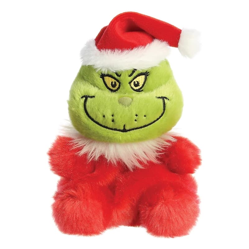 Grinch - Plush toy / cuddly sitting Grinch in Santa Claus outfit 13 cm from the Palm Pals collection Eco-Friendly 1