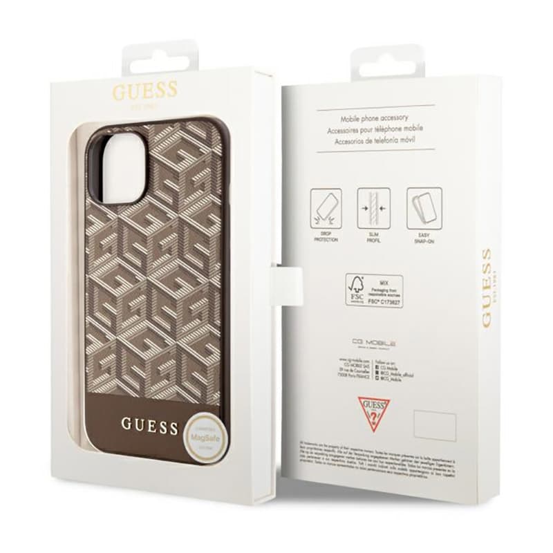 Guess GCube Stripes MagSafe - Case for iPhone 14 Plus (Brown) 8
