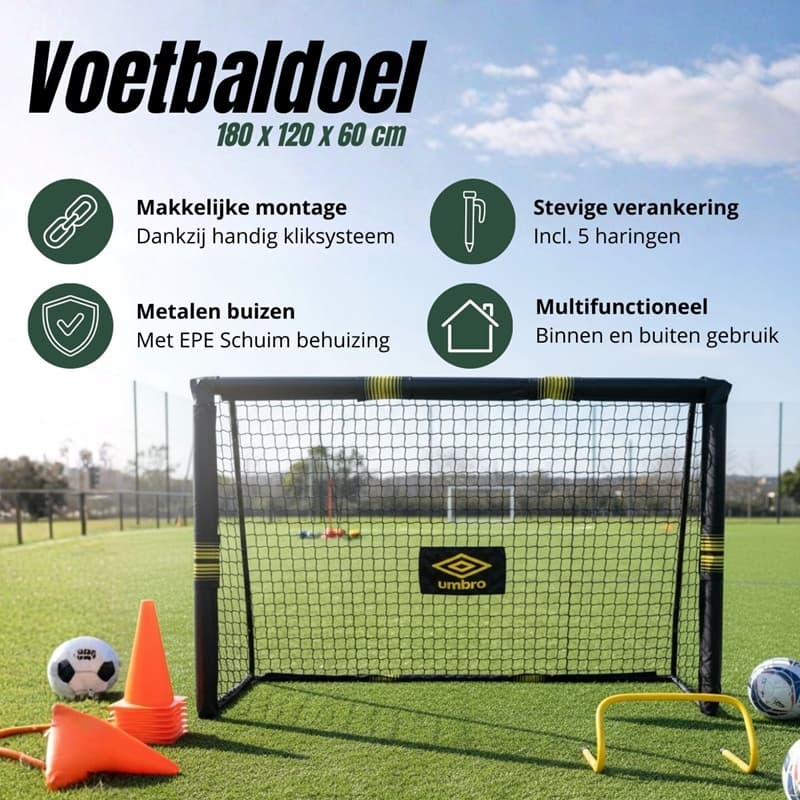 Umbro - Metal football goal with net 180x120x60 cm 7