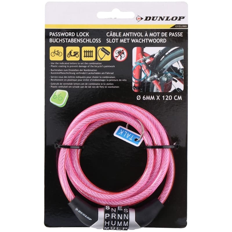 Dunlop - Bicycle Lock with Combination (Pink) 2