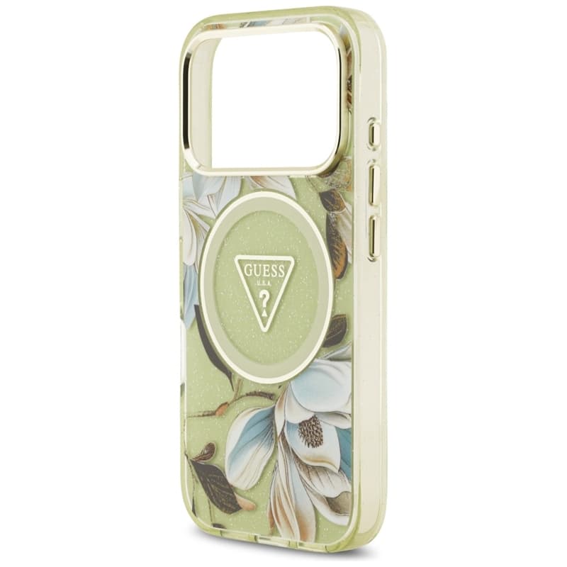 Guess IML Glitter Flowers Triangle MagSafe - Case iPhone 17 Pro (green) 6