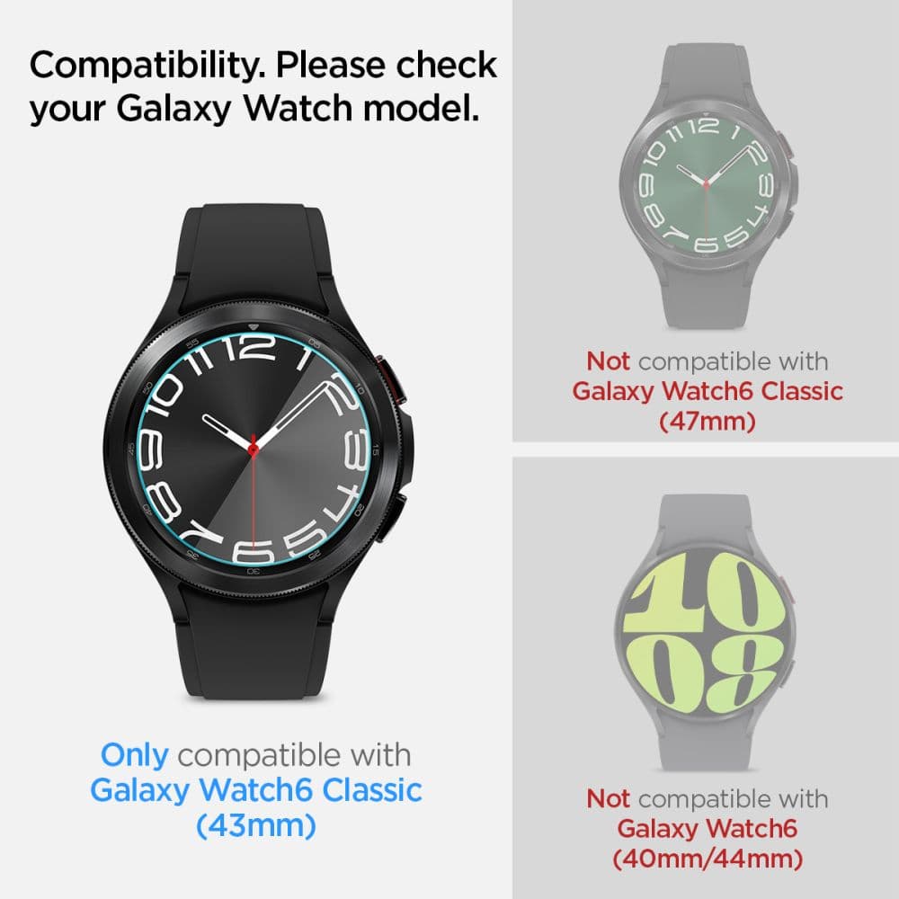 Spigen GLAS.TR EZ FIT 2-Pack - Tempered glass for Samsung Galaxy Watch 6 Classic 43 mm (2 pcs) 6