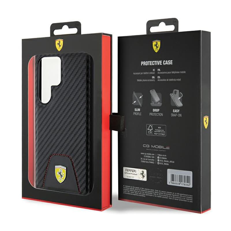 Ferrari Carbon Stitched Bottom - Case for Samsung Galaxy S24 Ultra (black) 8