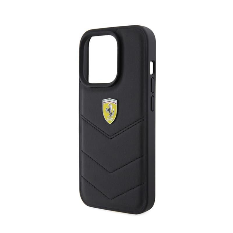 Ferrari Quilted Metal Logo - Case for iPhone 15 Pro  (Black) 6