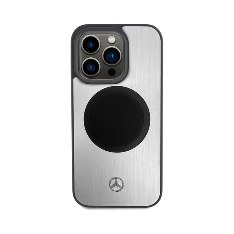 Mercedes Leather & Alu MagSafe - Case for iPhone 15 Pro Max (Silver) 3