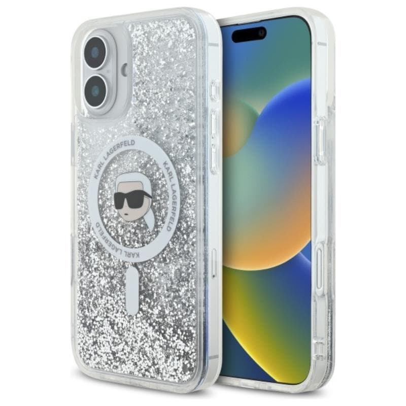 Karl Lagerfeld Liquid Glitter Karl Head MagSafe - Case for iPhone 16 (transparent) 1