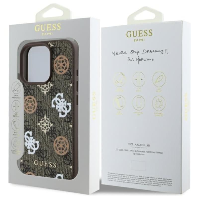 Guess Peony On 4G Background MagSafe - Case for iPhone 16 Pro Max (brown) 8