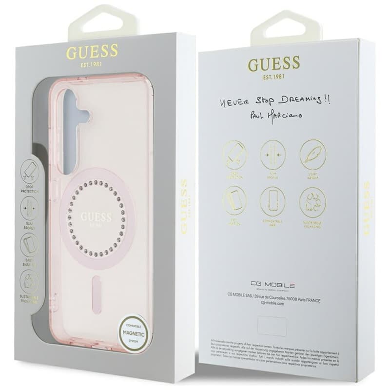 Guess Rhinestones Printed Classic Logo MagSafe - Case for Samsung Galaxy S25 (pink) 8