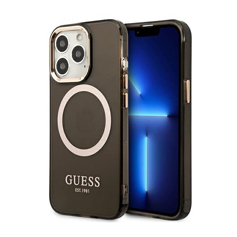Guess Gold Outline Translucent MagSafe - Case for iPhone 13 Pro (Black) 1