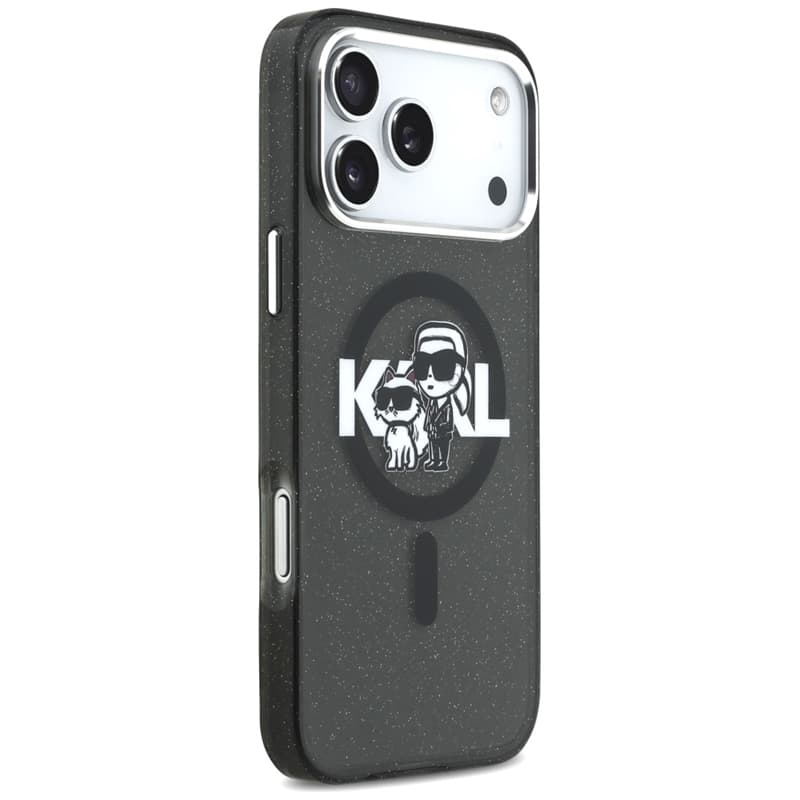 Karl Lagerfeld IML Glitter Karl & Choupette Sketch Logo MagSafe - Case for iPhone 17 Pro Max (black) 4