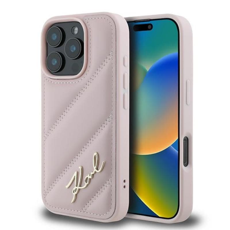 Karl Lagerfeld Quilted Signature - Case for iPhone 16 Pro Max (pink) 1