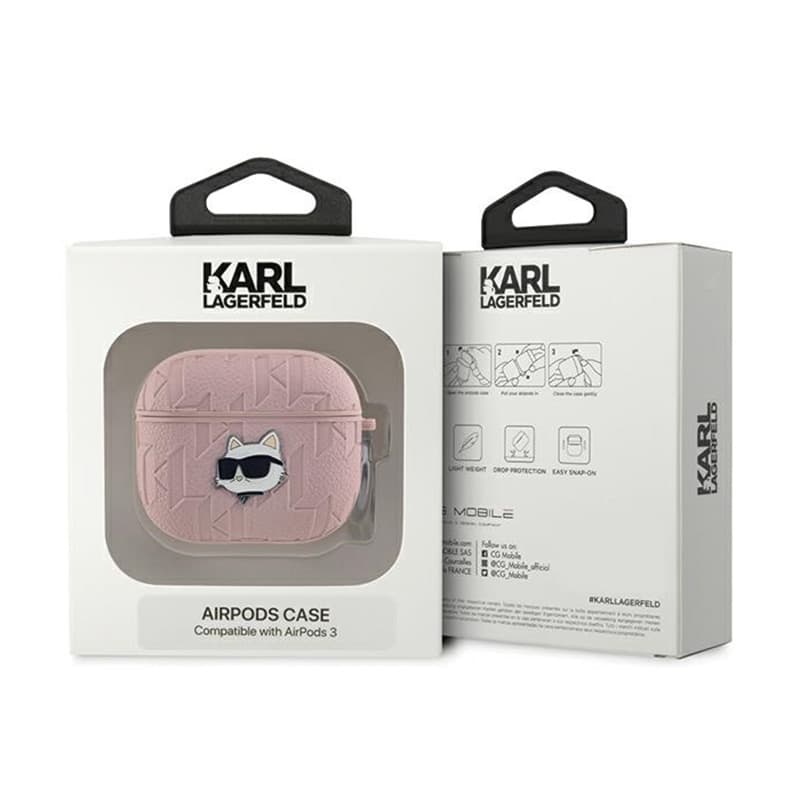 Karl Lagerfeld Monogram Choupette Head - AirPods 3 Case (pink) 3