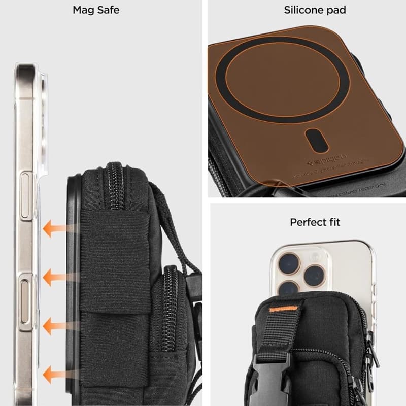 Spigen Snap Zip MagFit Pouch - MagSafe Compact Bag/Magnetic Organizer (Black) 4