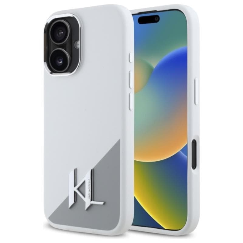Karl Lagerfeld Silicone Shadow Metal Initial MagSafe - Case for iPhone 16 (white) 1