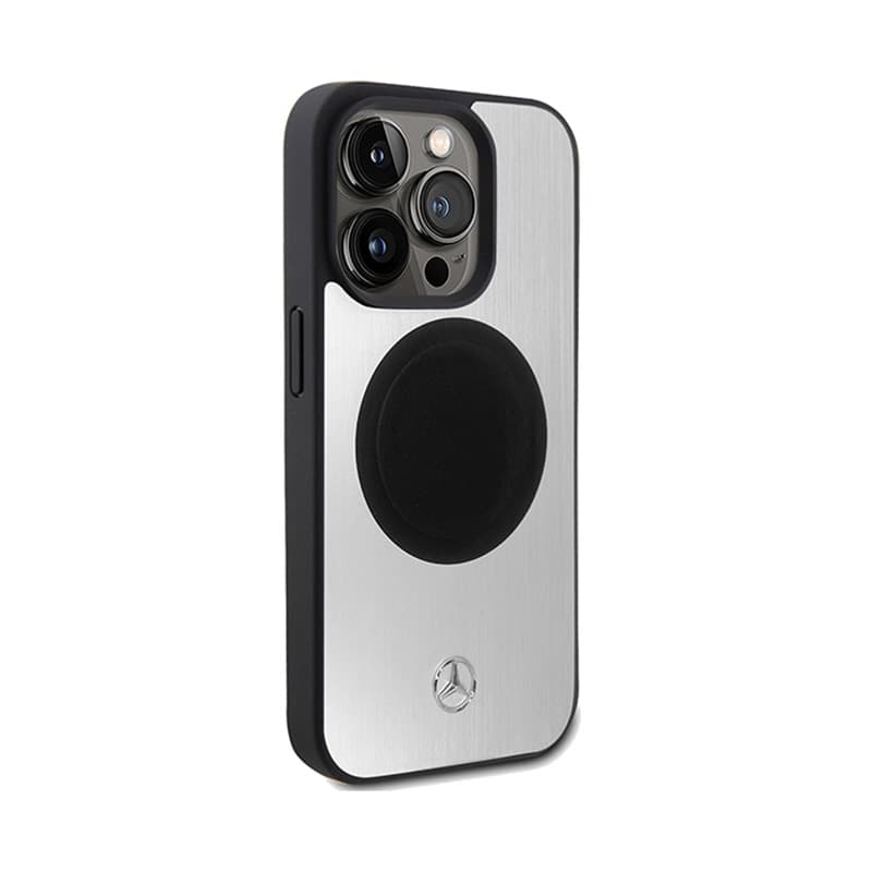 Mercedes Leather & Alu MagSafe - Case for iPhone 15 Pro Max (Silver) 4
