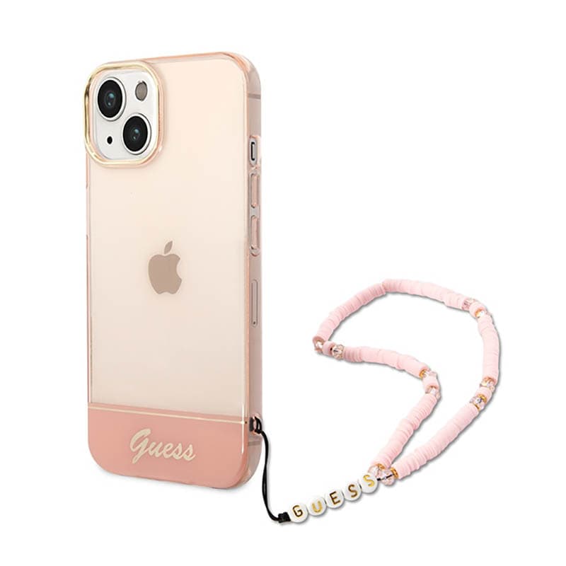 Guess Translucent Pearl Strap - Case for iPhone 14 Plus (Pink) 1