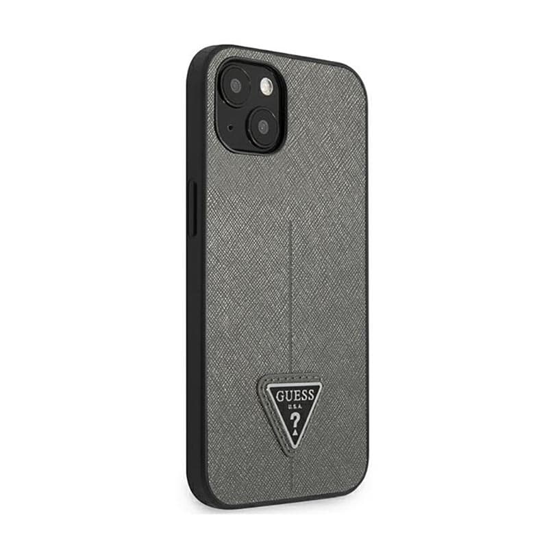 Guess Saffiano Triangle Logo Case - Case for iPhone 14 Plus (Silver) 4