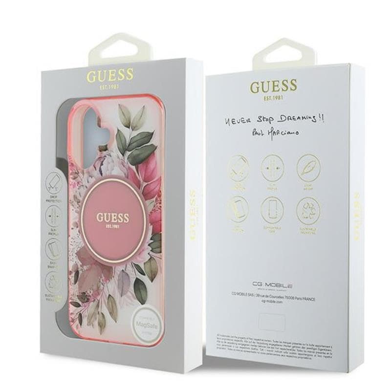 Guess IML Flower & Tonal Circle MagSafe - Case for iPhone 16 Plus (Pink) 8