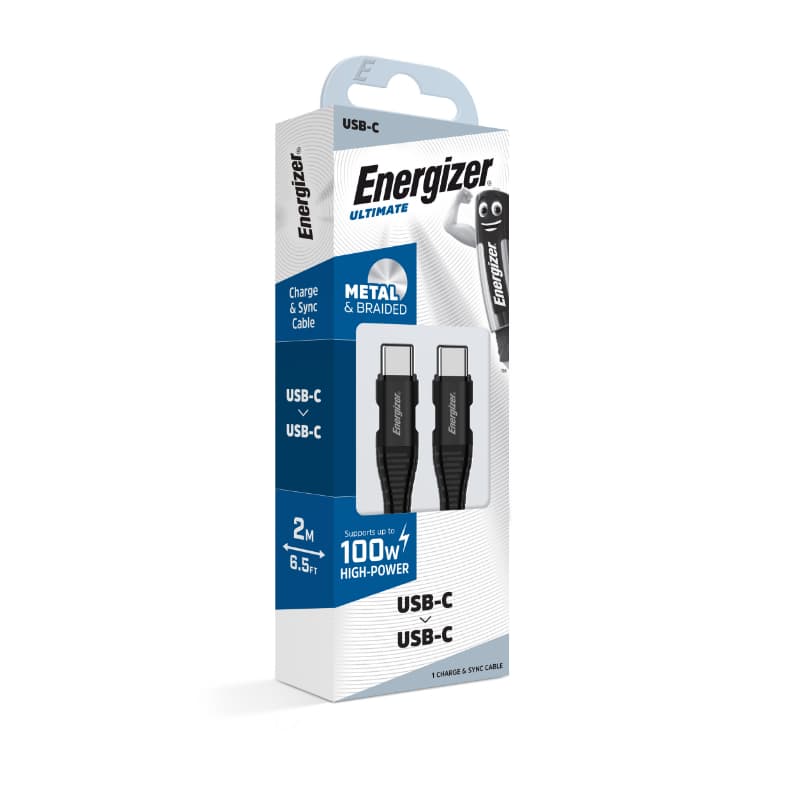 Energizer Ultimate - USB-C to USB-C 100W connecting cable 2m (Black) 3