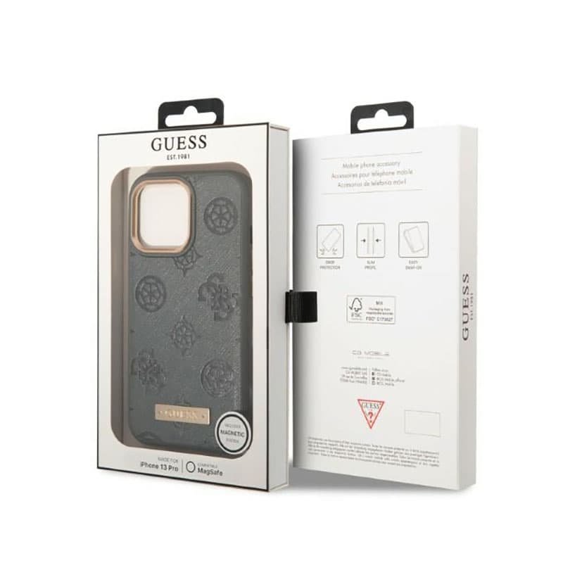 Guess Peony Logo Plate MagSafe - Case for iPhone 13 Pro Max (Grey) 8