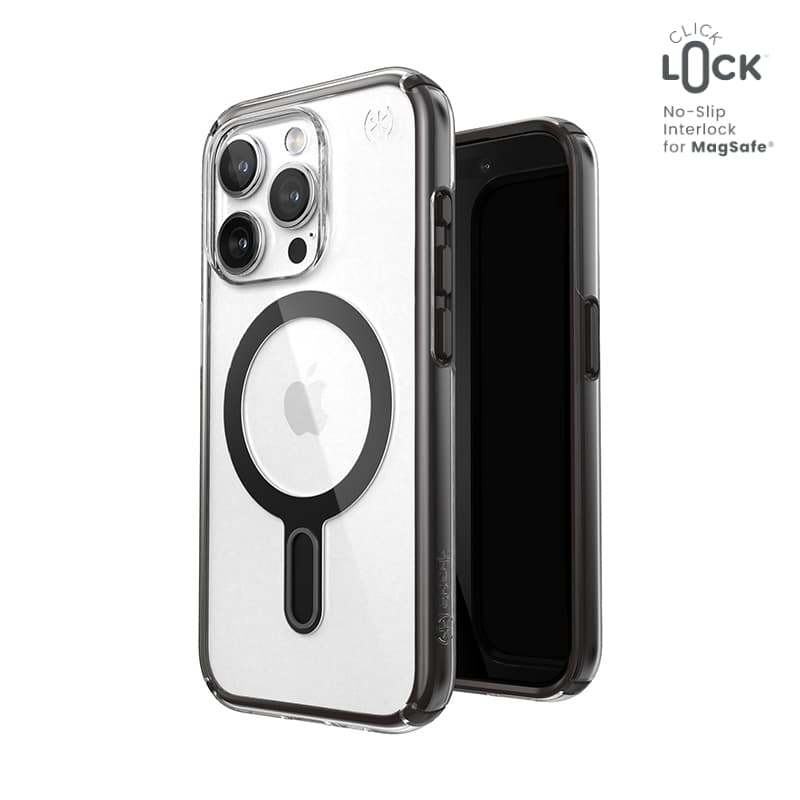 Speck Presidio Perfect-Clear ClickLock & Magsafe - iPhone 15 Pro Case (Clear / Frosted Black / Slate Gray) 1