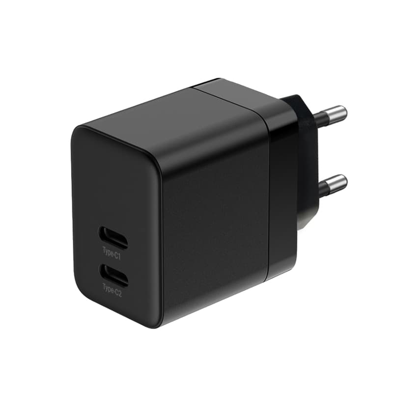 Crong Ultra Compact GaN - 2x USB-C 35W PD 3.0 Wall Charger with PPS (Black) 2