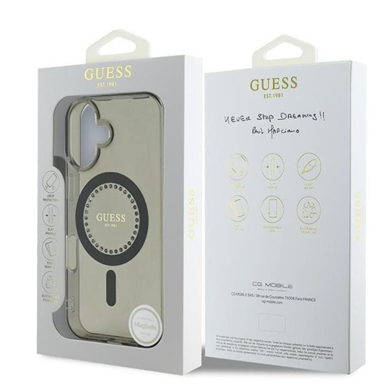 Guess IML Rhinestones MagSafe - Case for iPhone 16 (Black) 8