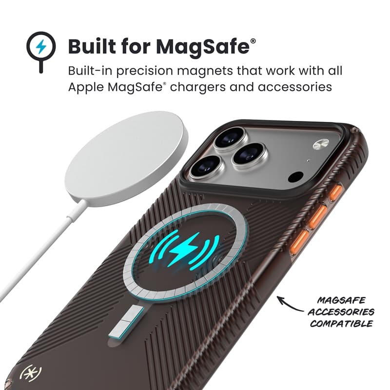 Speck Presidio Lux Grip MagSafe - iPhone 17 Pro Max Case (Luxury Shade Matte / Orange) 5