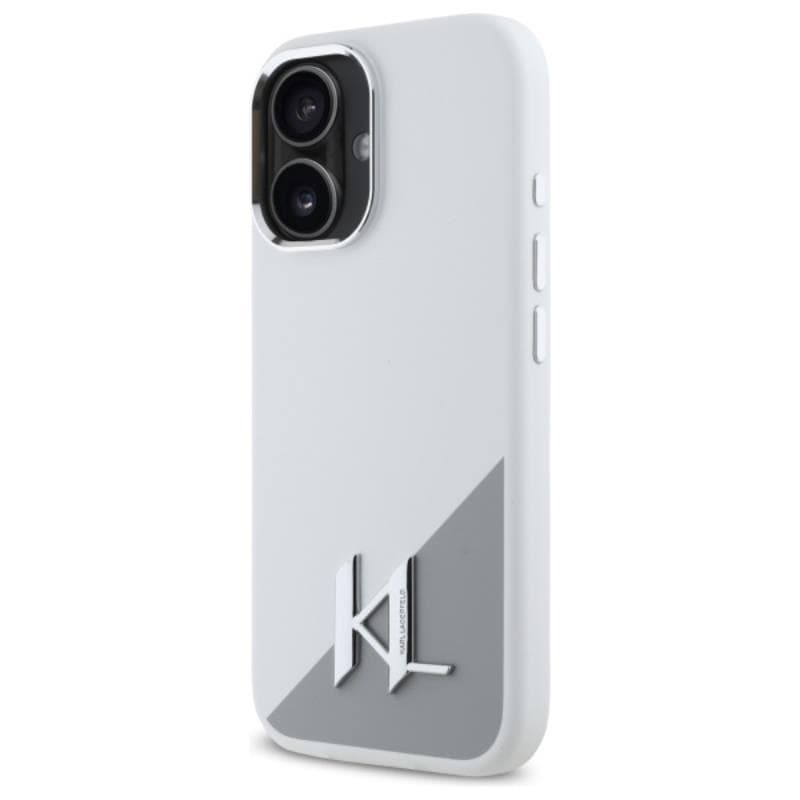 Karl Lagerfeld Silicone Shadow Metal Initial MagSafe - Case for iPhone 16 (white) 2
