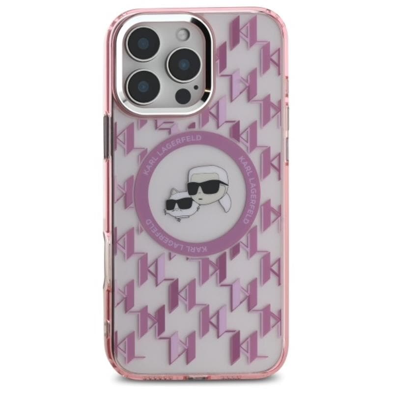 Karl Lagerfeld IML Monogram Karl & Choupette Head MagSafe - Case for iPhone 16 Pro (pink) 3